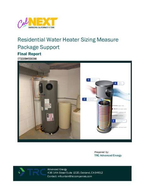 Residential Water Heater Sizing Measure Package Support ETCC