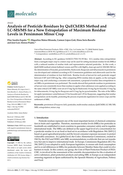 Residue extrapolation and group maximum residue level …