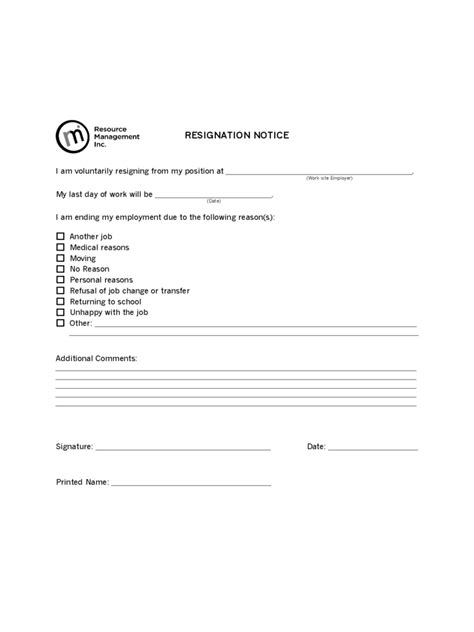 Resignation Form Template 20202022 Fill and Sign Printable Template