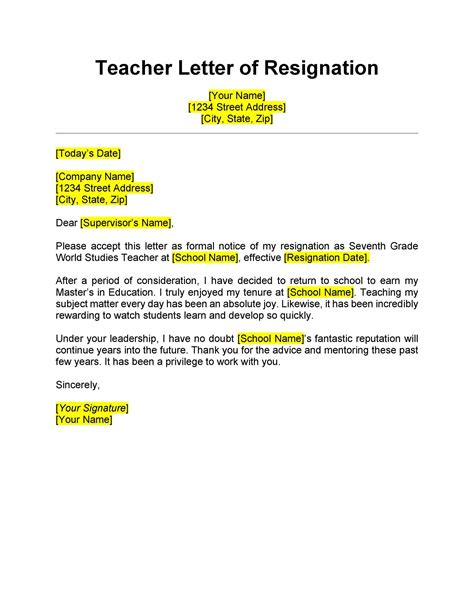 Resignation Letter Format For Teaching Latest News