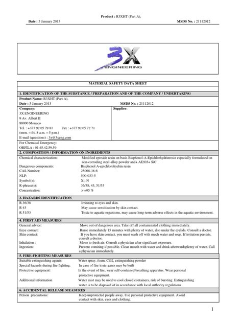 Resin Safety Data Sheet - CEI Filtration