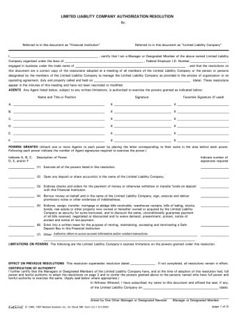 Resolution Llc Bank Form Fill Out and Sign Printable PDF Template