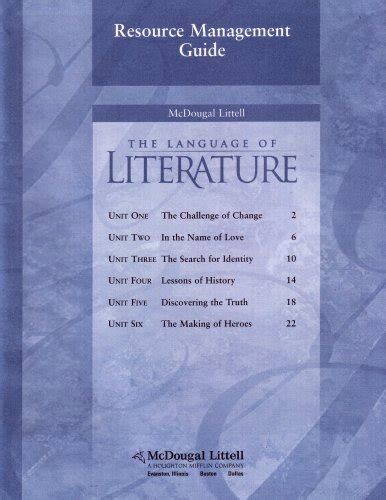 Resource Management Guide The Language Of Literature Grade 7