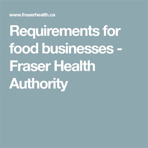 Resources for existing food businesses - Fraser Health Authority