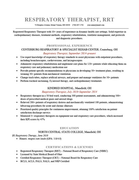 Respiratory Therapist Resume—Sample & 25+ Writing Tips