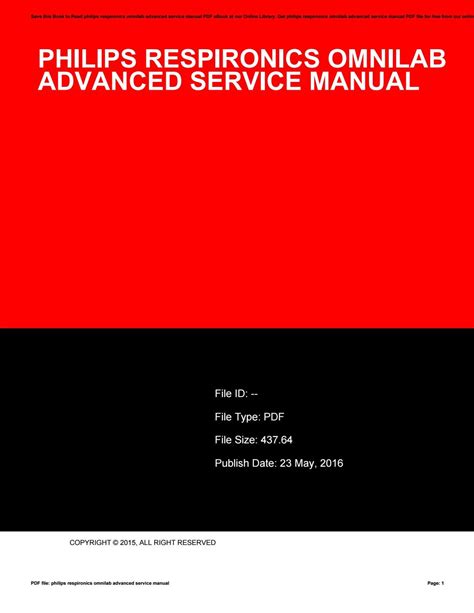 Respironics Omnilab Advanced Service Manual Philips