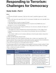 Responding to terrorism challenges for democracy study guide part 2 answers. - Recording guidelines for social workers by suanna j wilson.