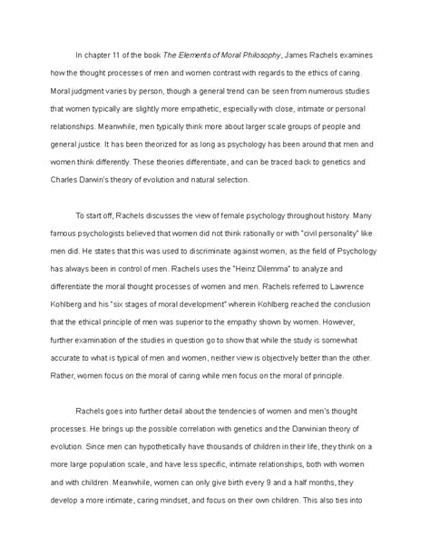 Response Paper 7 - The Elements of Moral Philosophy Chapter 11