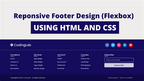 Responsive Footer Using HTML and CSS HTML CSS Footer