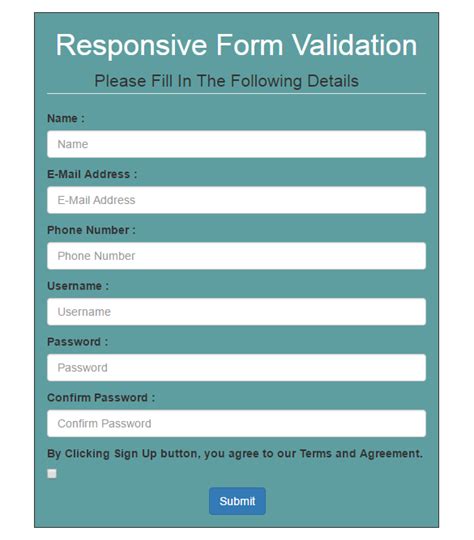Responsive Form Validation Free Source Code Projects and Tutorials