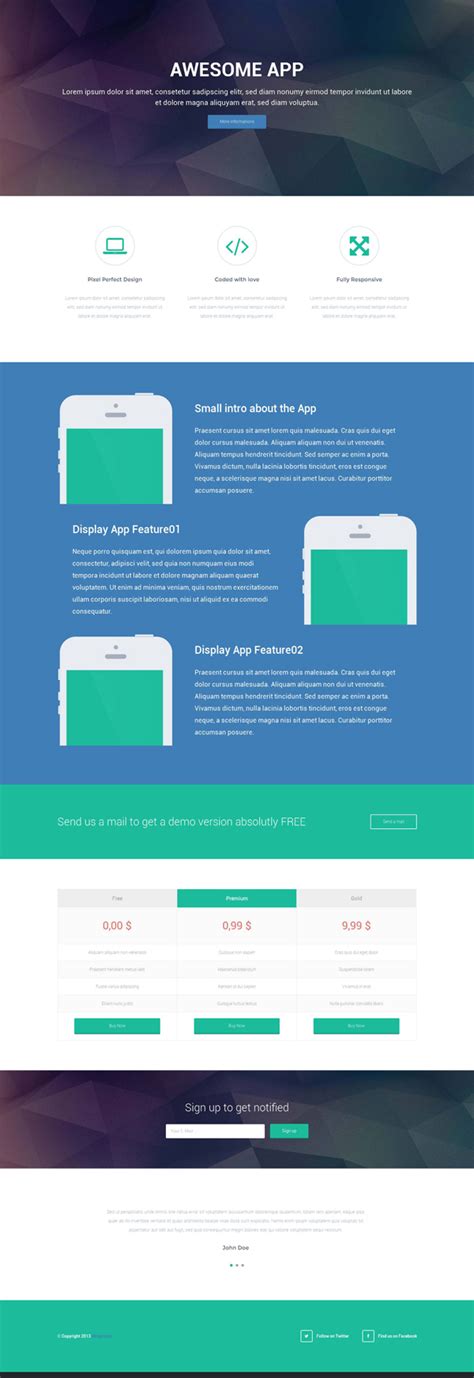 Responsive Landing Page HTML Template Freebies Fribly