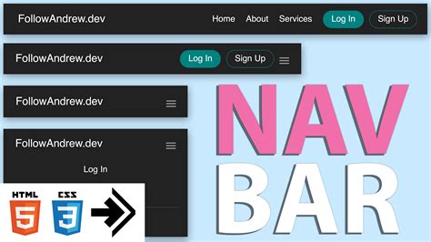 Responsive Nav Bar HTML & CSS FollowAndrew