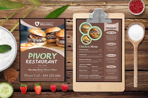 Restaurant A4 Two Side Menu PSD Template DesignsPSD Menu MenuDeisgns
