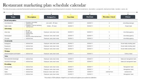 Restaurant Marketing Calendar