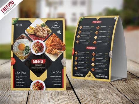 Restaurant Menu Table Tent Card Template PSD Download PSD