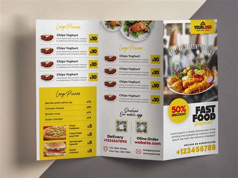 Restaurant Menu TriFold Brochure PSD Template