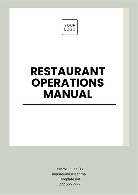 Restaurant Operations Manual Template Database
