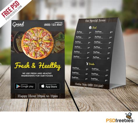 Restaurant Table Tent Menu Template Free PSD Download PSD