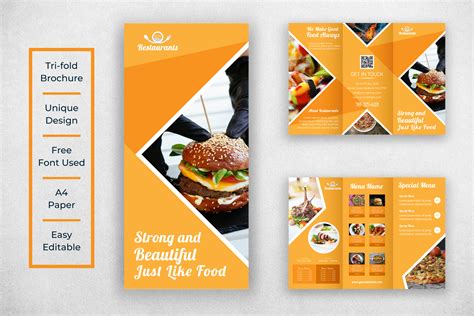 Restaurant TriFold Brochure Menu Design Graphic by Ju Design