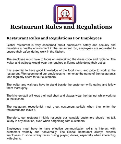 Restaurant policy and procedure manual texas. - Direccion estrategica - un enfoque practico.