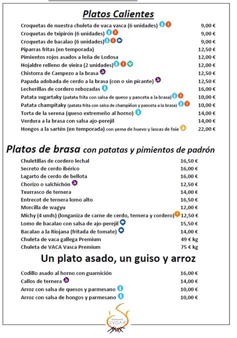 Restaurante Sugar (LAGUARDIA) - Carta