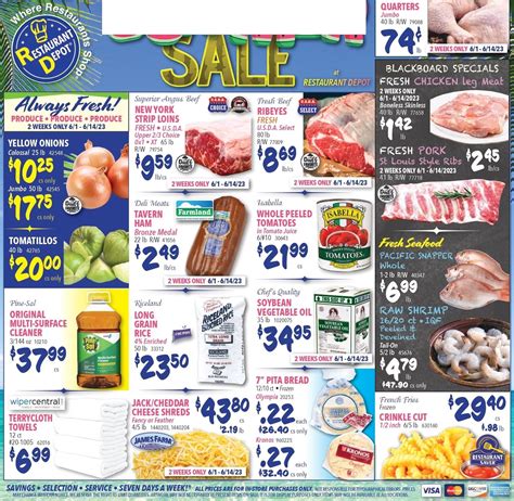 Restaurants depot weekly ad. It’s easy! Start here and log into the site. From there, you can create a list of items or simply add items to your cart. When you have everything you need, submit the order. During checkout, you’ll select a time to pick-up or have products delivered. When you place the order, we’ll immediately email you a confirmation. 