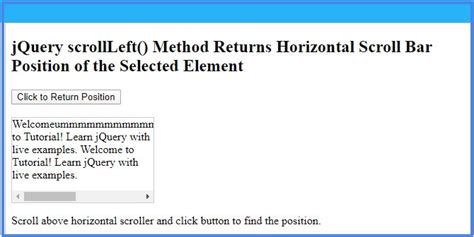 Restore scroll position. scrollLeft properties.  Is it possible to somehow go back to a ...