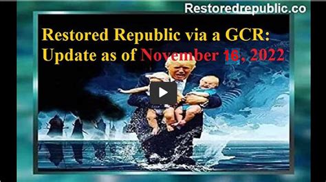 Restored Republic via a GCR Update as of January 11, 2024 - Judy Byington. Update By Author : Judy Byington. Thanks for your support. Your support is what drives us to continue producing content. Thank you very much!. 