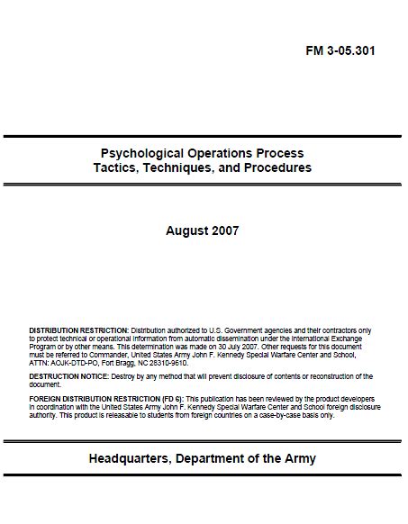 Restricted U.S. Army Psychological Operations Process Tactics ...