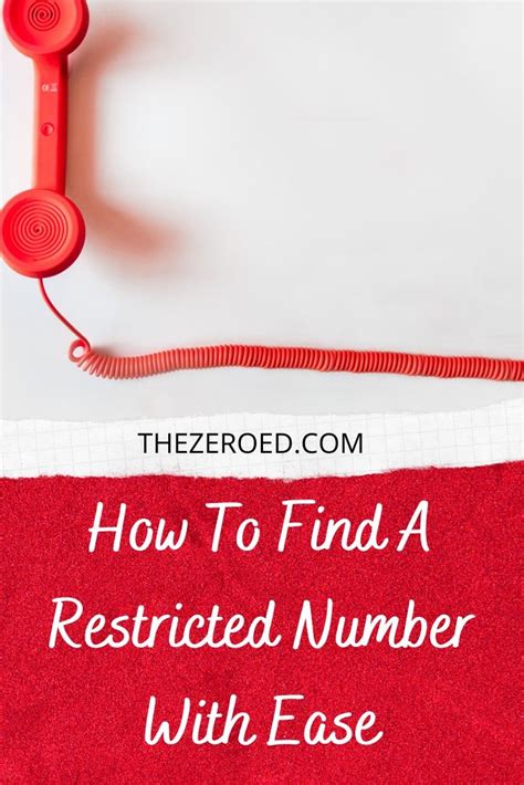 Restricted number. If you are trying to find a restricted number because of harassing phone calls, then you can contact your phone company and ask that a trace be put on your phone. Once the restricted number calls you, you hang up and dial *57 to initiate the trace. The phone company will charge you for each trace, but you … 