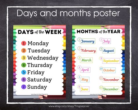 Results for days of week and months of year poster