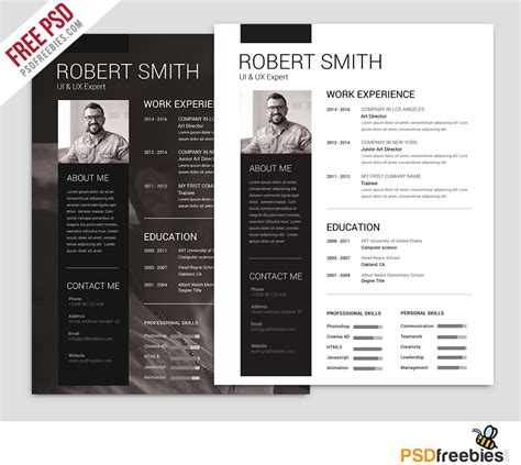 Resume CV Template Free PSD Download PSD
