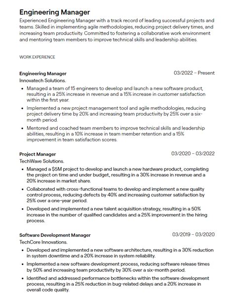 Resume Examples For Engineering Manager RESMUD