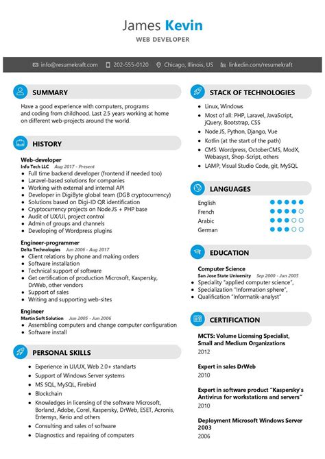 Resume For It Developer