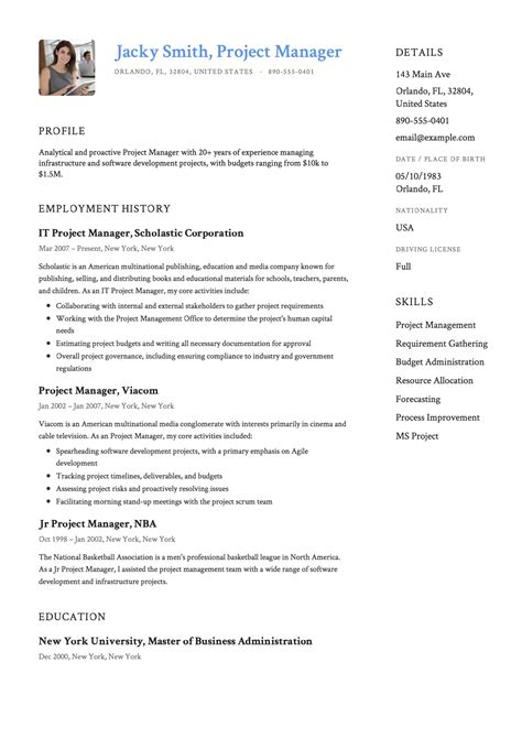 Resume For Project Manager Position