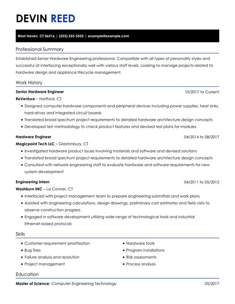 Resume Format For Computer Hardware And Networking Engineer