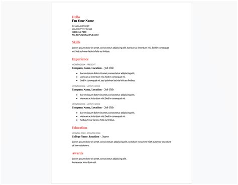 Resume Google Drive Template