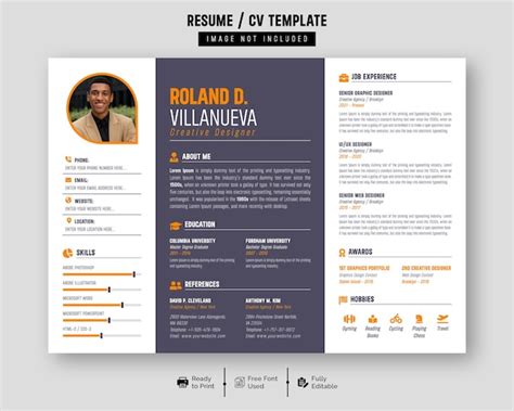 Resume Landscape Template Design Vector Download