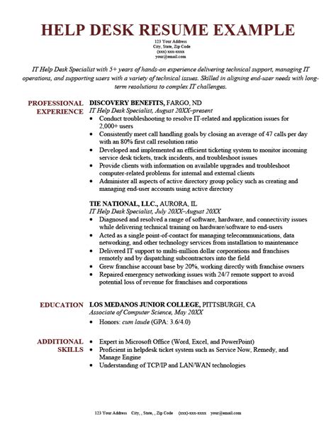 Resume Skills and Keywords for Help Desk Technician …