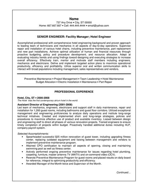 Resume Template Engineering Manager