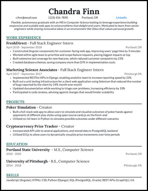 Resume Templates For Computer Science