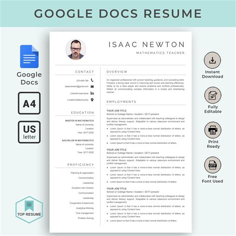 Resume Templates For Google Docs Free