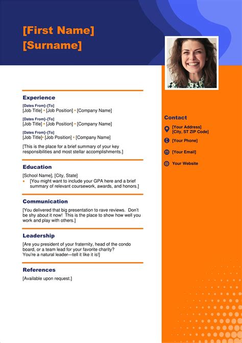 Simple /One Page resume template. Keep it simple and show off your best self with a modern one page resume template. Good choice for new graduates and people looking to provide a brief overarching summary of their experience to date. Download, complete and send your free resume template today.