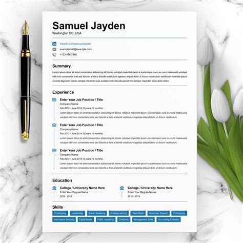 Resume template for linked in