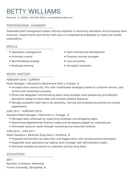 Retail Management Resume Example MyPerfectResume