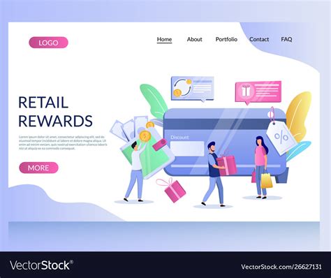 Retail Rewards Vector Website Landing Page Design Template Stock Vector