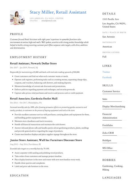 Retail resume skills. When listing your skills on your resume, be sure to include both hard and soft skills. Hard skills for a Retail Assistant may include sales experience, product knowledge, and cash register operation. Soft skills could include customer service, communication, and organization. During an interview, you can discuss how you have utilized each of ... 