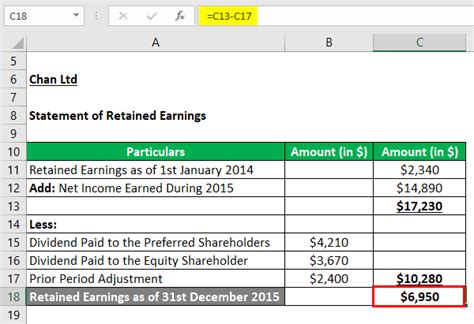 Retained Earnings Statement Template
