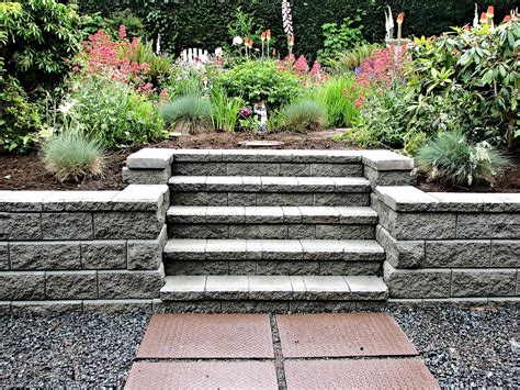 Retaining wall with steps. Constructing a natural Versa - Lok standard retaining wall and 4' Schenley steps. Part 2 soon to follow. Like, comment, and subscribe!Instagram: @Allenscapes... 