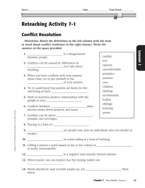 Reteaching Activity 17 Answer Key